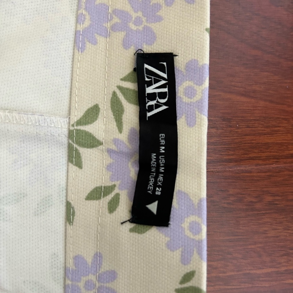 Zara Y2K Floral Purple and Cream Wide Leg Pants NWOT - Picture 5 of 8